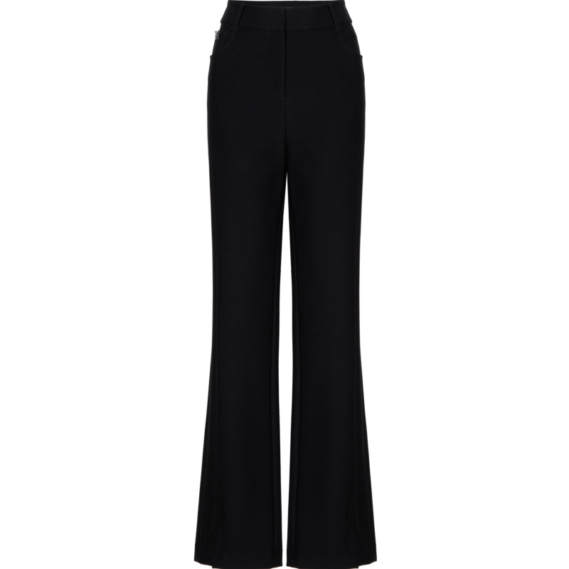 H·GENTEEL荷高年新款冬装女分割剪裁拼片修身气质长裤