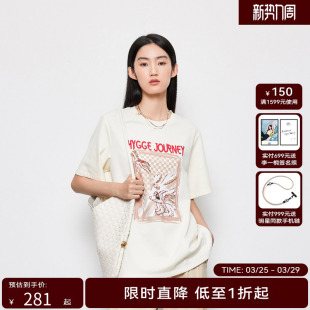 新款 HPLY荷比俪2024春季 女廓形图案萌趣休闲舒适T恤 商场同款