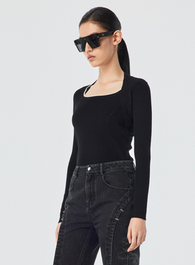 H·GENTEEL荷高春季新品经典款百搭好穿领口撞边毛衫GUD14650587