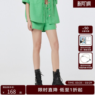 GCD21400696 女草绿色简约贴袋短裤 H.GENTEEL荷高年新款 夏装