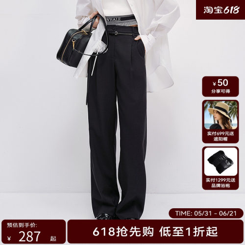 【商场同款】HPLY荷比俪2025夏新款女直筒凉感通勤垂感休闲长裤