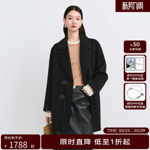 女翻领新中式 新款 HPLY荷比俪冬季 扣袢毛呢大衣 商场同款