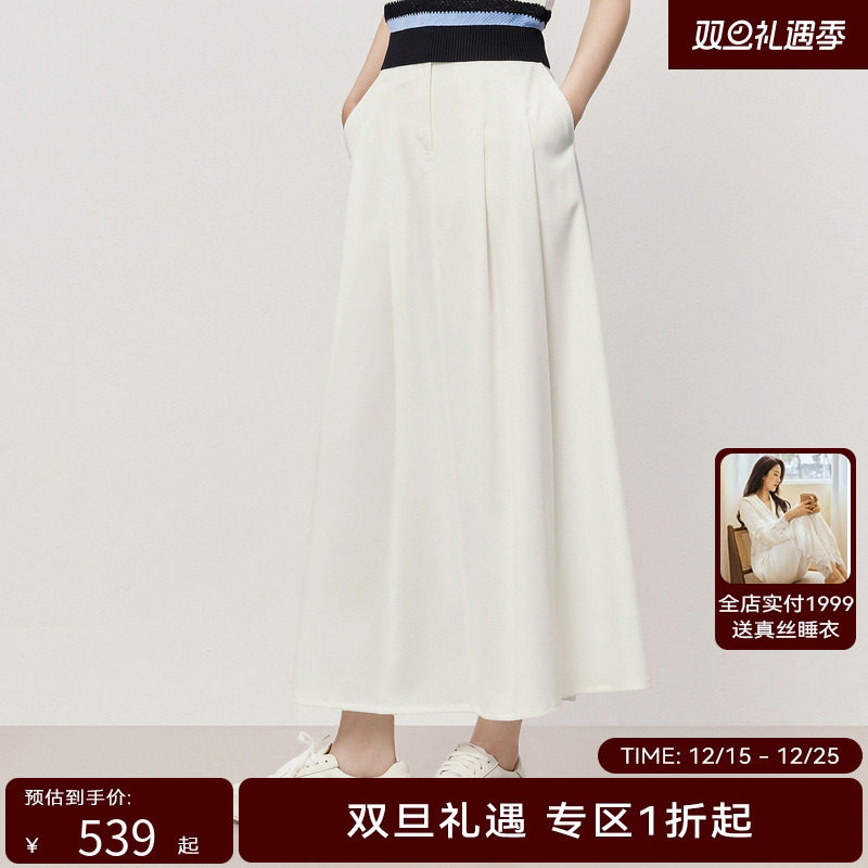 HPLY荷比俪夏季新款女气质腰封压褶半身裙HYD27700290-1