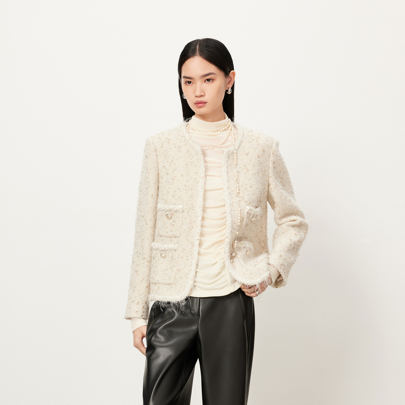 【商场同款】HPLY荷比俪冬季新款质感拼料外套