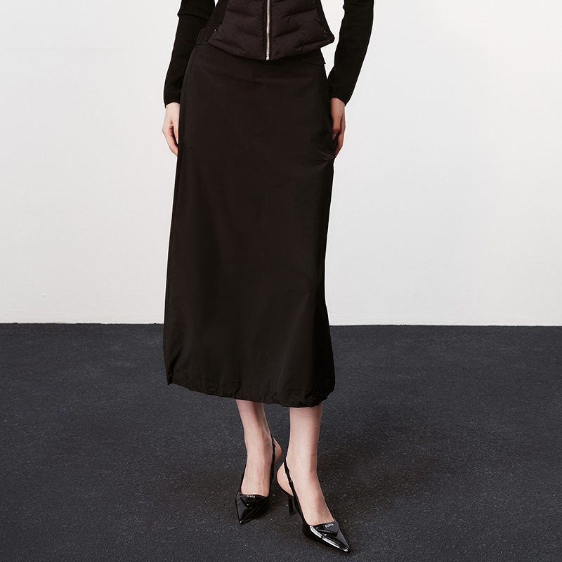 H·GENTEEL荷高新款冬装女单侧袋哑光A型花苞半裙GCE42700828T