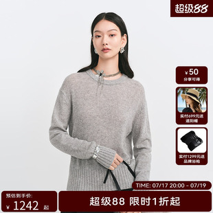 【商场同款】HPLY荷比俪冬季新款女简约时尚宽松直筒套头毛衫