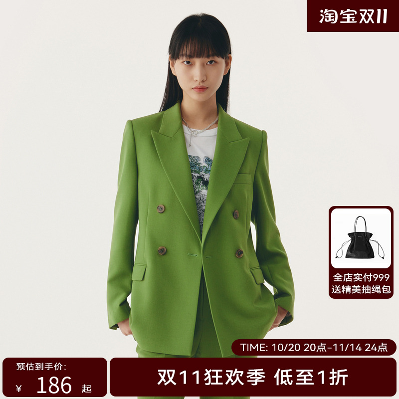 HPLY荷比俪新款女时尚通勤微收身版型西装外套HMC30520012