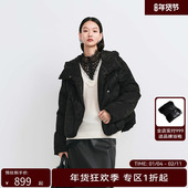 女金属感缎光连帽立领羽绒服 新款 随单送羽绒包 HPLY荷比俪冬季