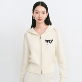 HPLY荷比俪2025冬新款 毛衫 100绵羊毛美式 街头休闲连帽拉链开衫