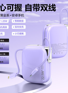 3C认证上飞机快充飞毛腿充电宝20000毫安自带线小巧适用华为苹果