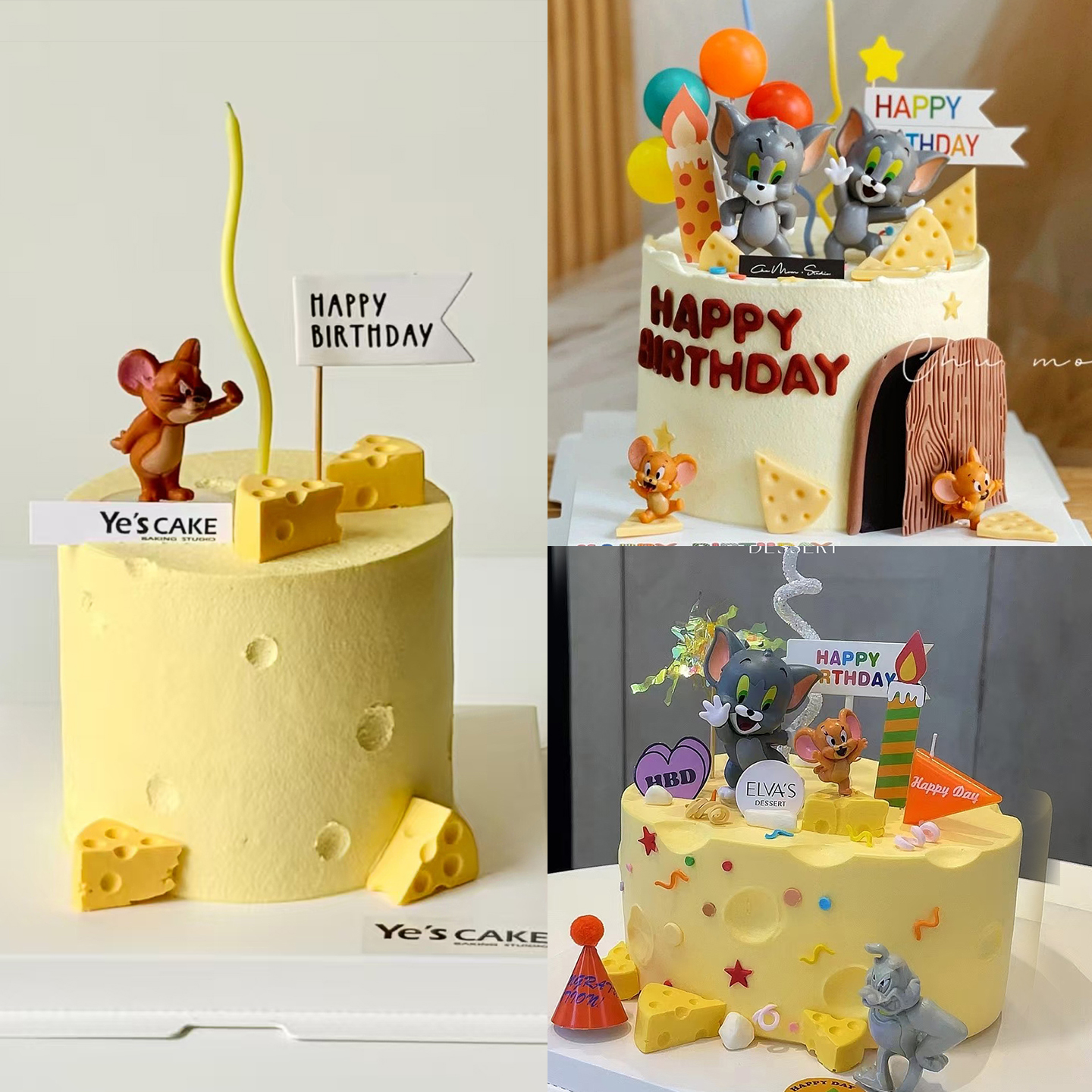 卡通猫和老鼠蛋糕装饰摆件