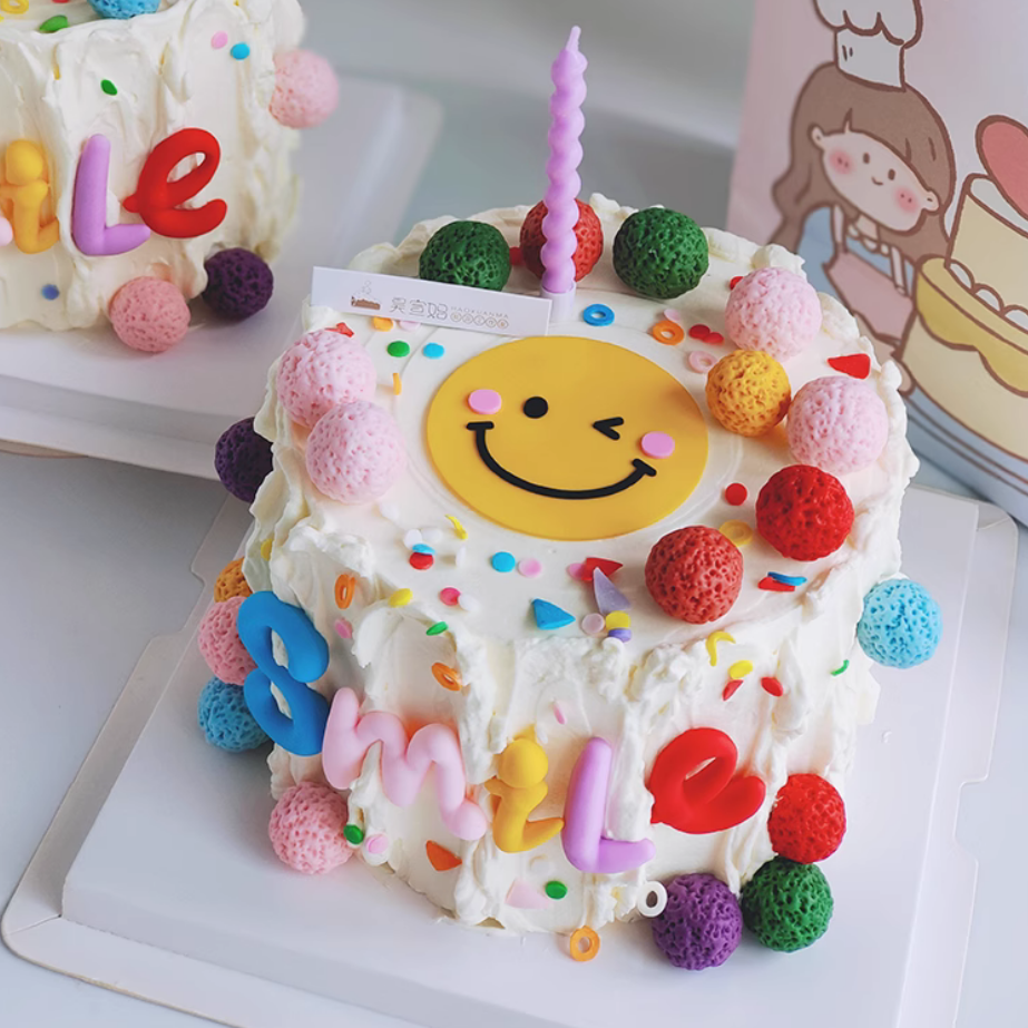 网红多巴胺笑脸smile蛋糕装饰