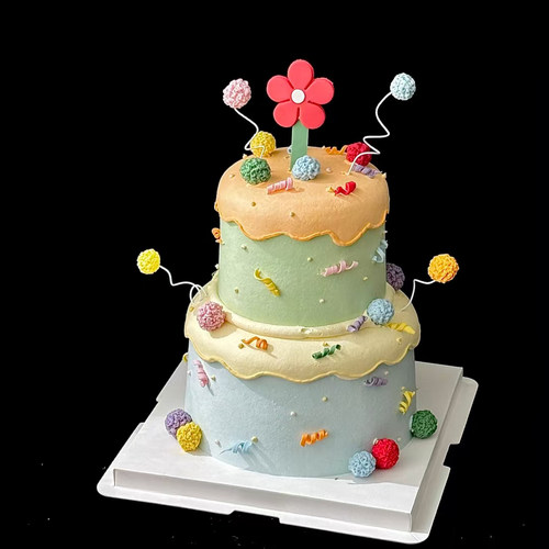 小清新多巴胺软陶多色小球蛋糕装饰摆件彩虹球女生甜品插件成品