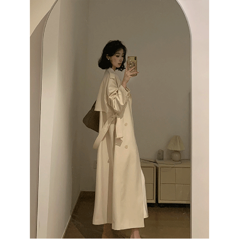 中长款外套系带英伦风大衣女