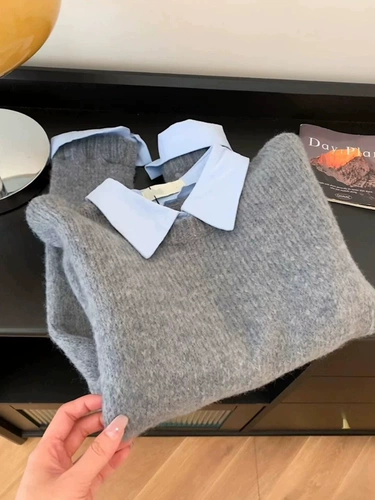 Комплект, рубашка, демисезонный трикотажный свитер, имитация рубашки