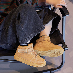 儿童头层猪皮高帮运动鞋2026秋冬女童休闲板鞋男童加绒保暖潮童鞋