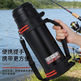 大号2000ML保温杯焖茶壶户外钓鱼泡茶不锈钢水壶保温水壶大容量