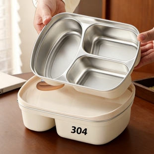 304不锈钢饭盒！带饭餐盒学生2026新款上班打饭微波炉三分格饭盒