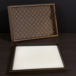 胡桃木色!木质托盘长方形家用收纳戒指桌面玉器首饰木头小托盘