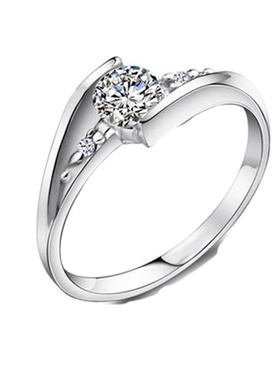 沁缘925银戒指八心八订婚送女友