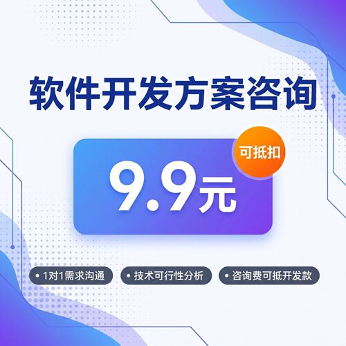 软件开发方案咨询1对1技术分析可抵扣9.9元专业服务
