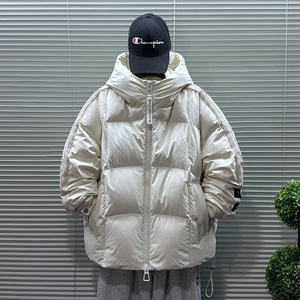 时尚百搭宽松连帽羽绒服男生冬季加厚高品质高充绒量短款鸭绒外套