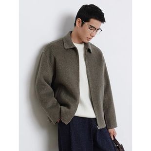 双面羊毛呢子外套男士2025秋冬季新款男装大衣短款翻领行政夹克绒