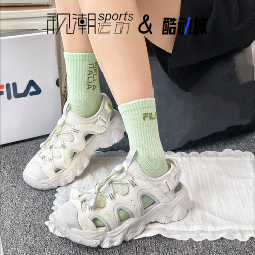 斐乐猫爪白灰女子耐磨沙滩凉鞋