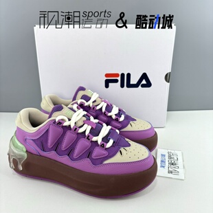 FILA斐乐萝卜鞋 紫棕女子厚底增高运动休闲摩登板鞋F12W411201FPA