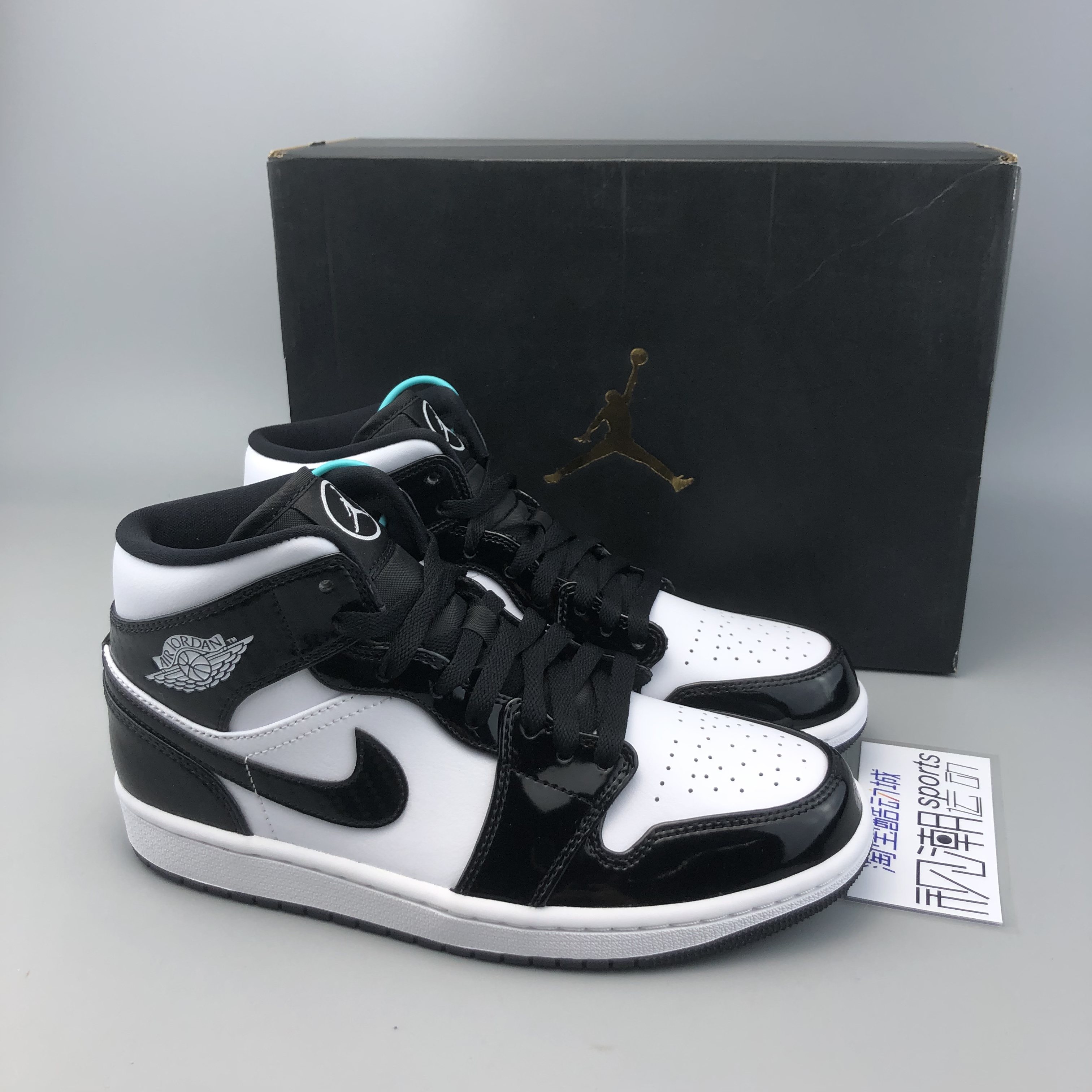 air jordan 1 aj1 mid黑白熊猫 全明星漆皮 篮球鞋 dd1649-001