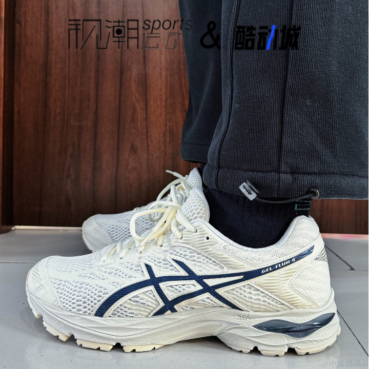 Asics亚瑟士Gel-Flux 4米白蓝男缓震透气训练跑步鞋1011A614-102