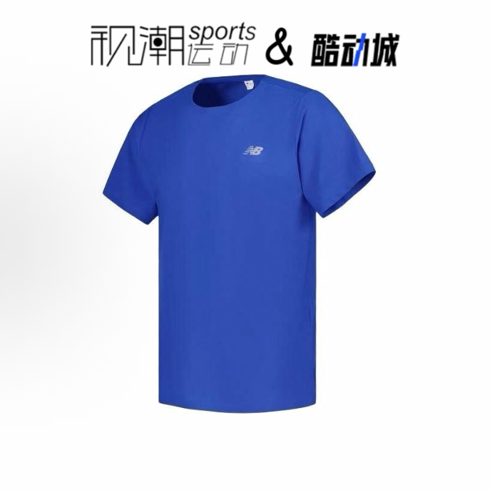 NB蓝色男短袖T恤舒适运动休闲