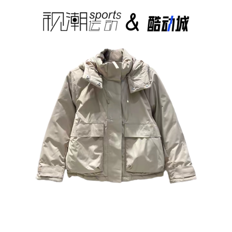 NB卡其可脱卸帽保暖羽绒服外套
