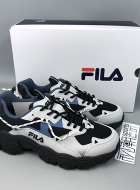 FILA斐乐fluid猫爪黑灰蓝男子复古缓震运动休闲鞋 F12M114111FBV