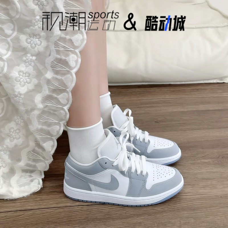 Air Jordan 1 AJ1灰白女子防滑运动休闲复古篮球板鞋DC0774-105