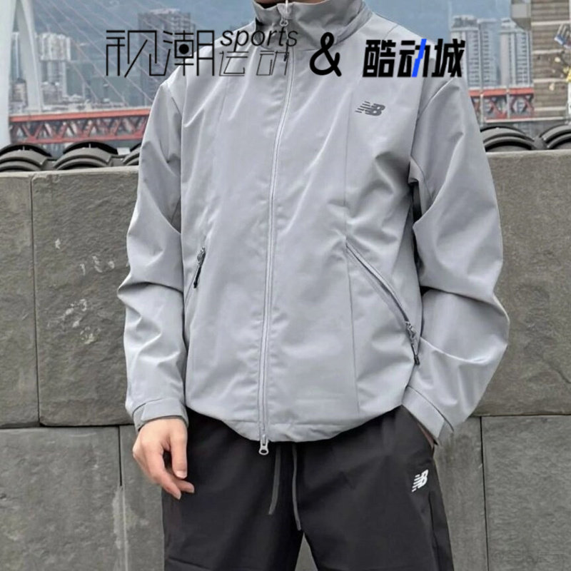 NB灰色男休闲梭织连帽夹克外套
