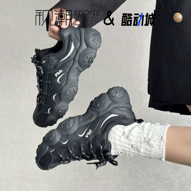 斐乐猫爪7代黑色复古运动老爹鞋