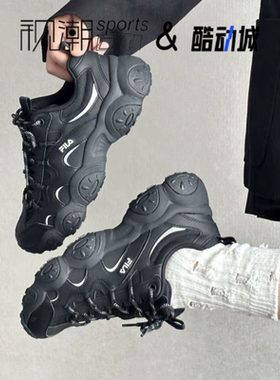 FILA斐乐猫爪7代 黑色女复古百搭老爹鞋运动休闲鞋F12W612103FBS