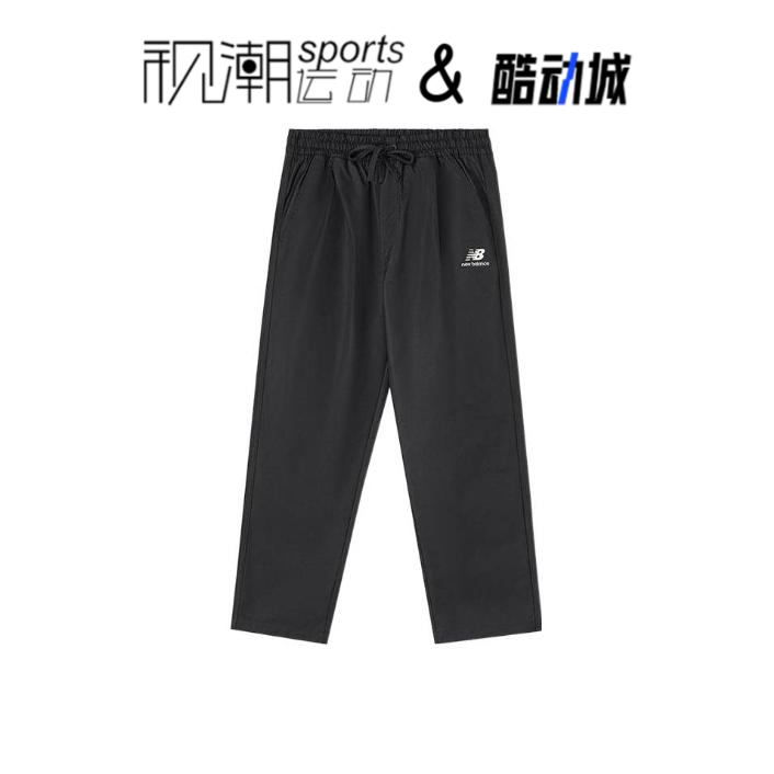 New Balance NB黑色男子舒适运动休闲梭织直筒长裤AMP31315-BK
