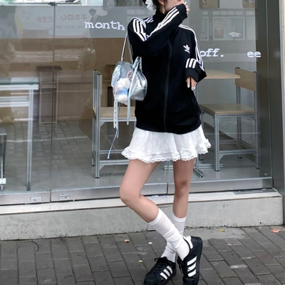 Adidas黑色男女舒适针织夹克