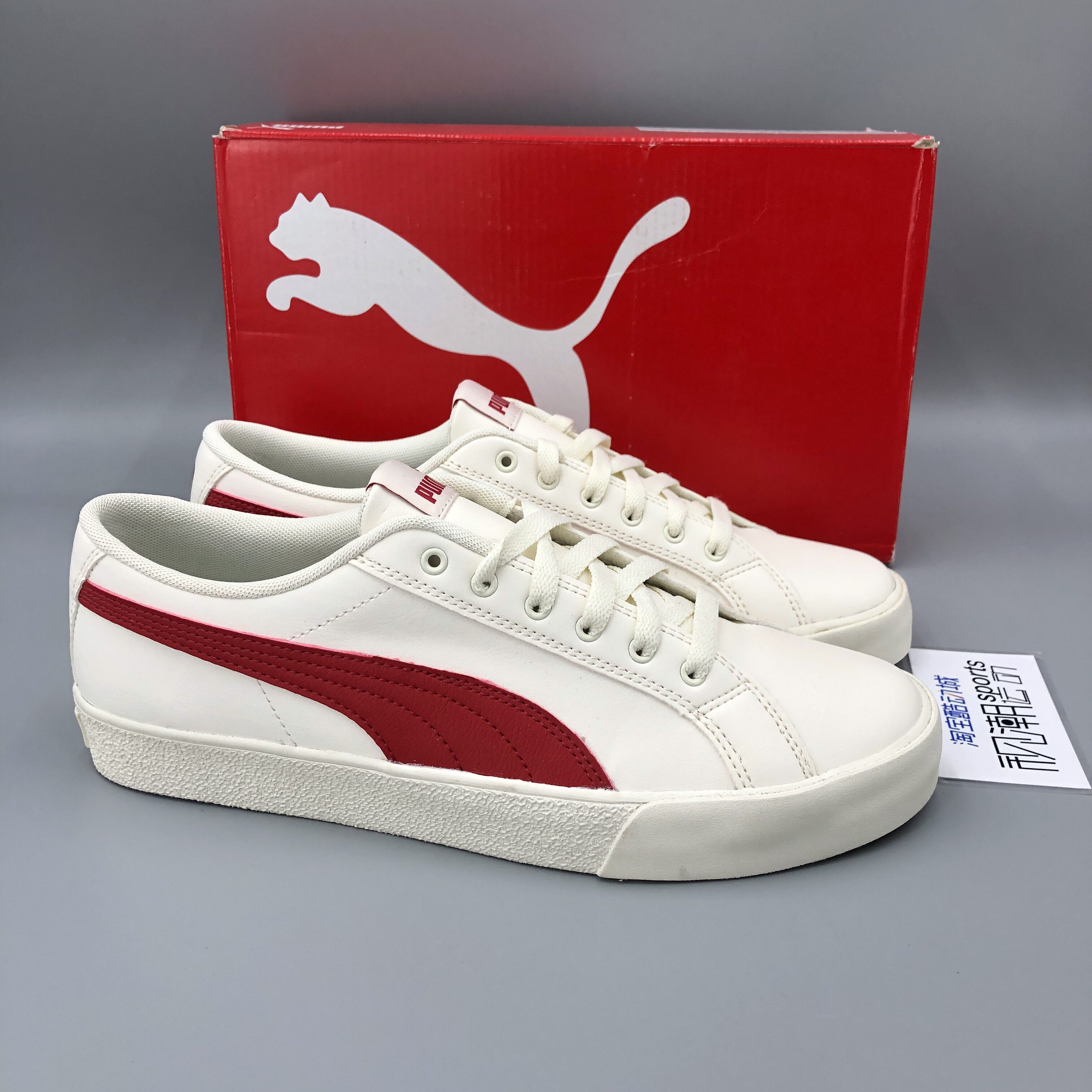 puma彪马 bari米白红男女皮质轻便潮流低帮运动休闲板鞋373033-11