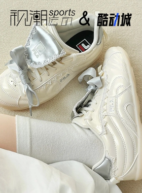 FILA斐乐水舞鞋 白色女子蕾丝拼接蝴蝶结运动休闲鞋F52W543799FGD