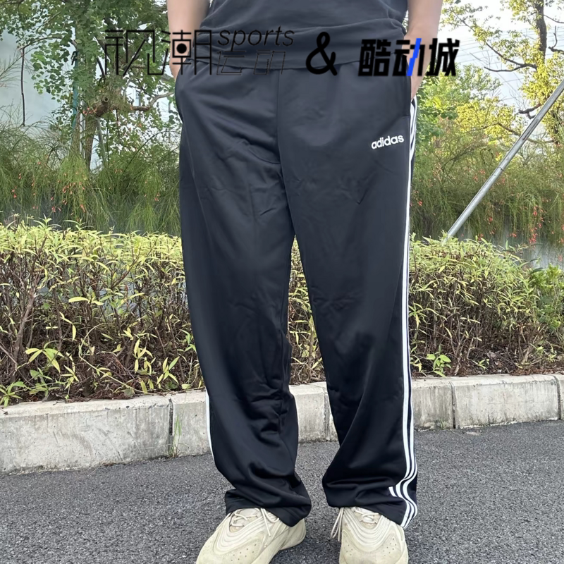阿迪达斯黑色长裤三条纹运动休闲