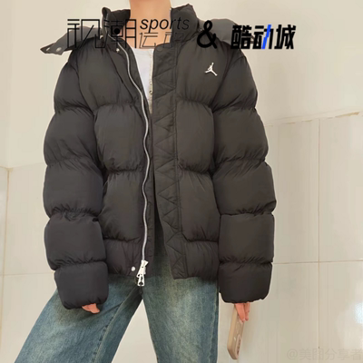 Jordan黑色百搭连帽夹克棉服外套