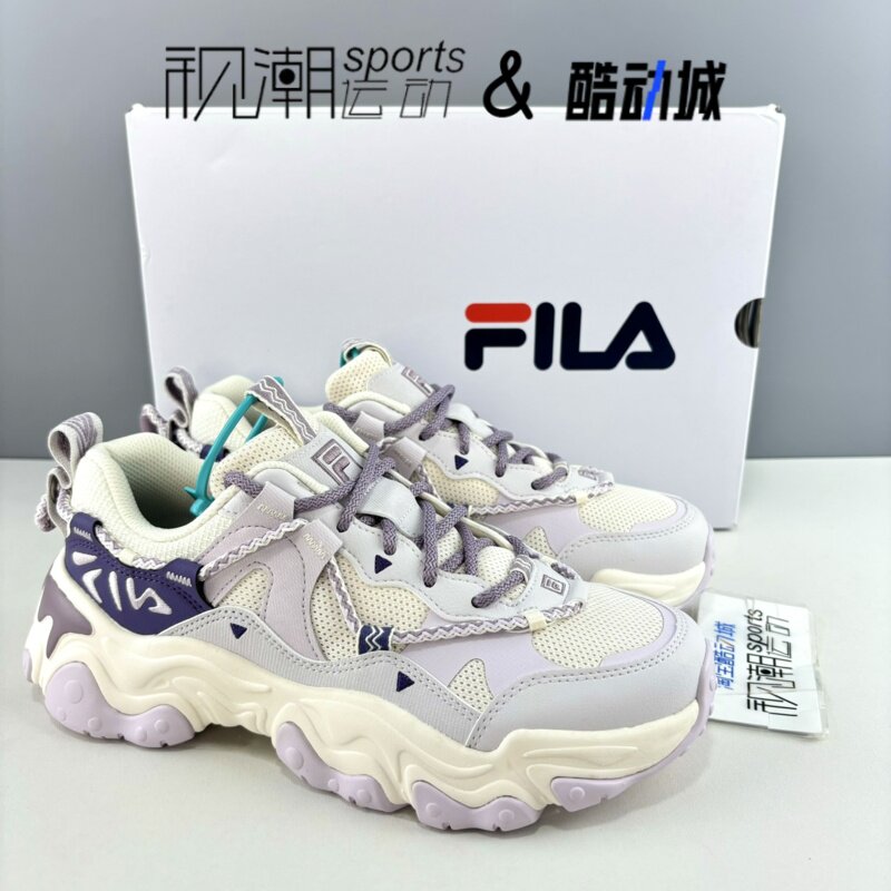 斐乐猫爪5代白紫运动休闲老爹鞋