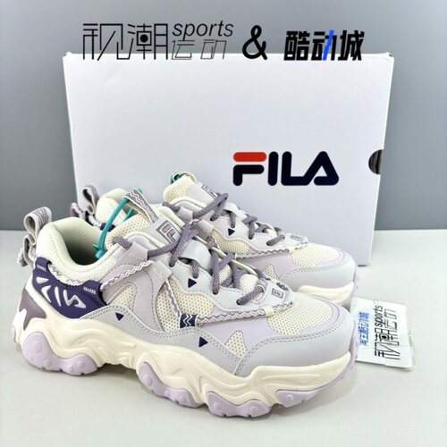 斐乐猫爪5代白紫运动休闲老爹鞋