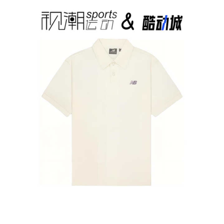 NB米白翻领运动休闲短袖POLO衫
