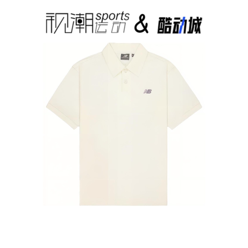 NB米白翻领运动休闲短袖POLO衫