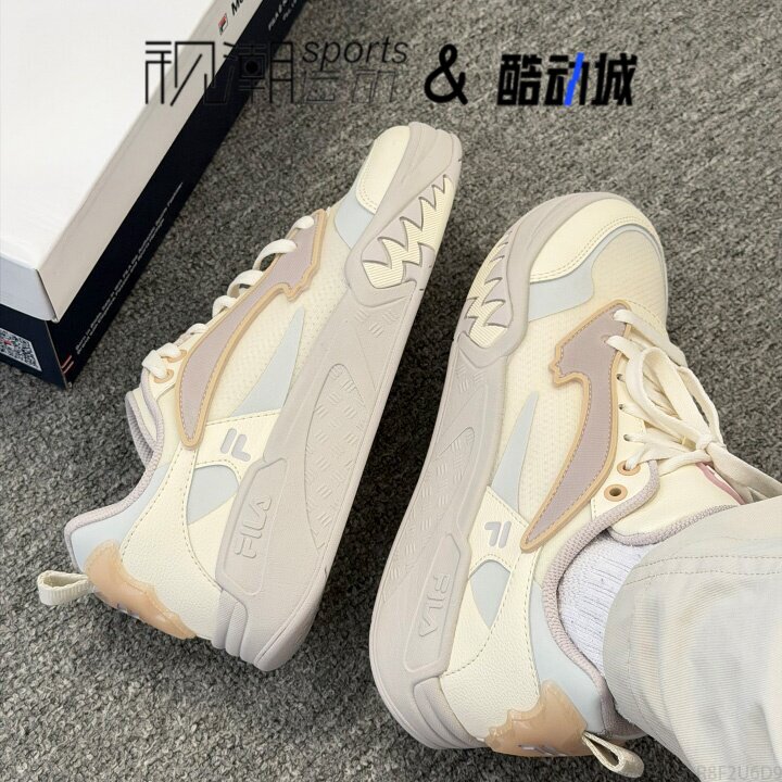 斐乐蝙蝠鞋奶白灰潮流百搭篮球鞋