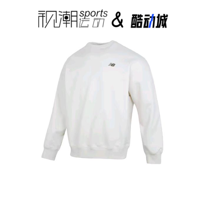 NB白色男子针织圆领套头卫衣